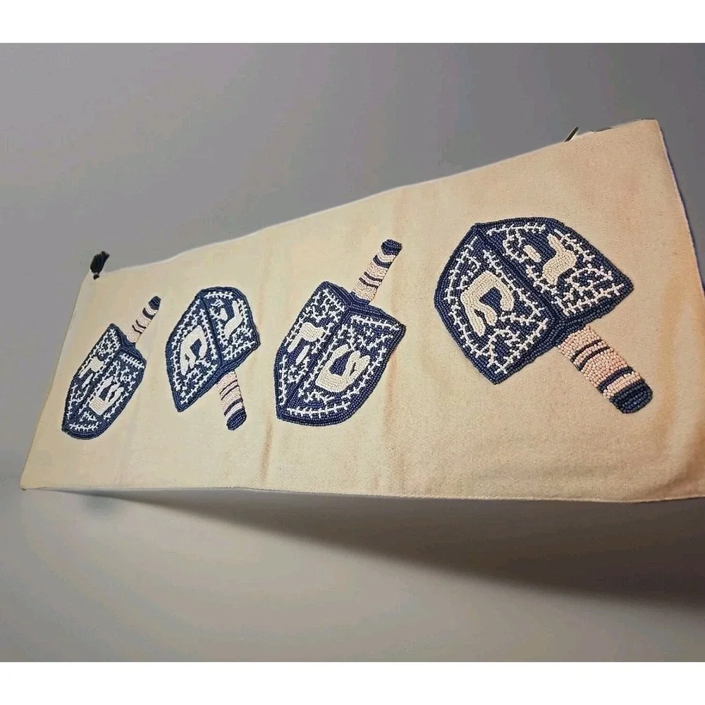 Hanukkah Dreidel Beaded Table Runner Judaism Religion Spirituality 14
